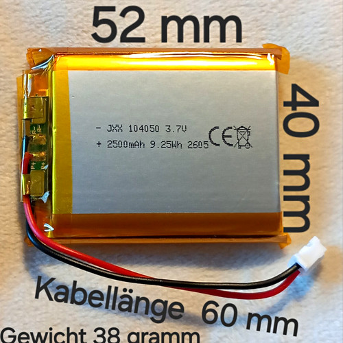Lipo akku 104050 v - 3,7, 2500mah