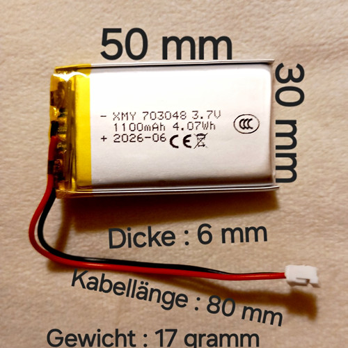 Lipo akku 1100mah 703048 - 3,7,