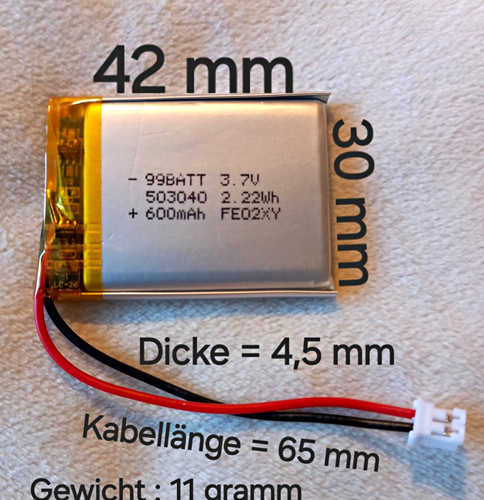 Lipo akku 503040 600mah - lipo,