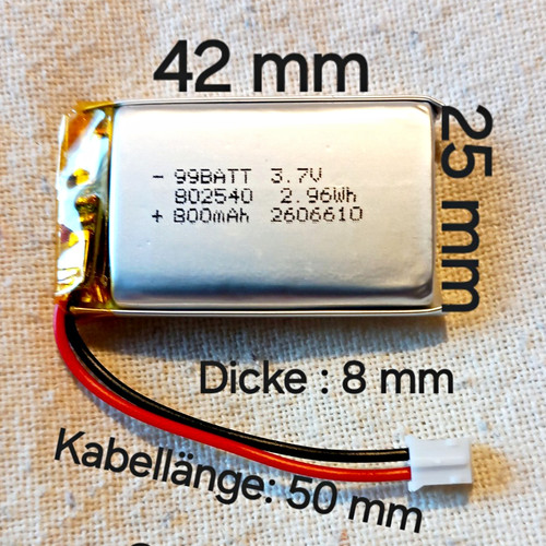 Lipo akku 802540 - lipo, 800mah